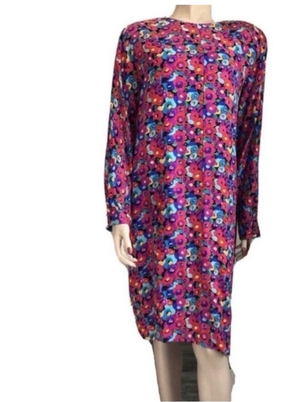 Vintage Carolyne Barton multi color long sleeve dress Shift Dress for Women